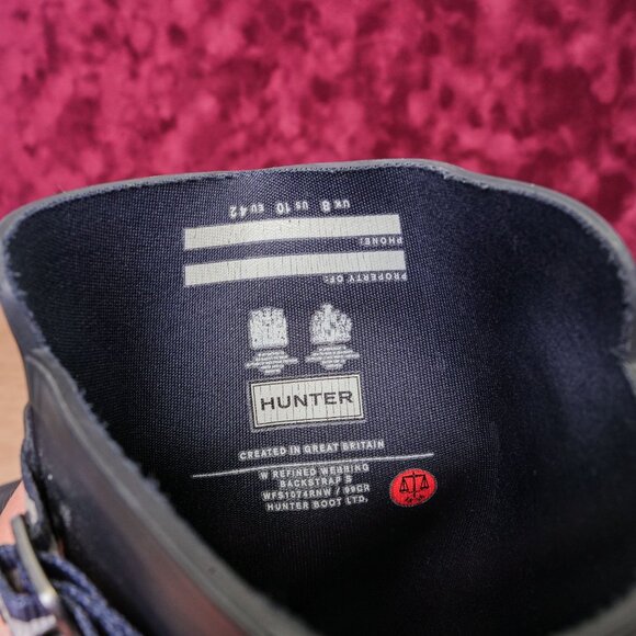 Hunter Women Refined Webbing Black Rain Wellies Boots sz 10 - Picture 8 of 9
